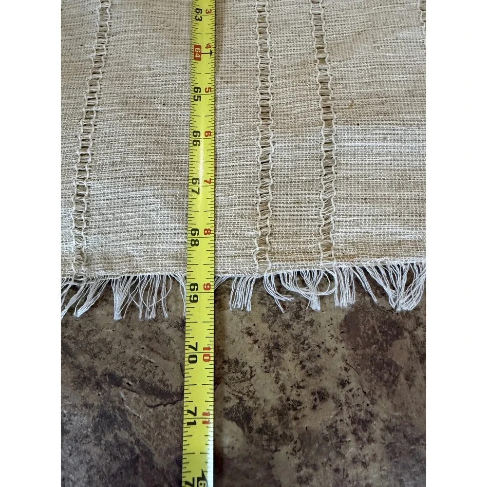 Boho Woven Fringed Table Runner Cream Tan Striped Farmhouse Decor 70 Inch
